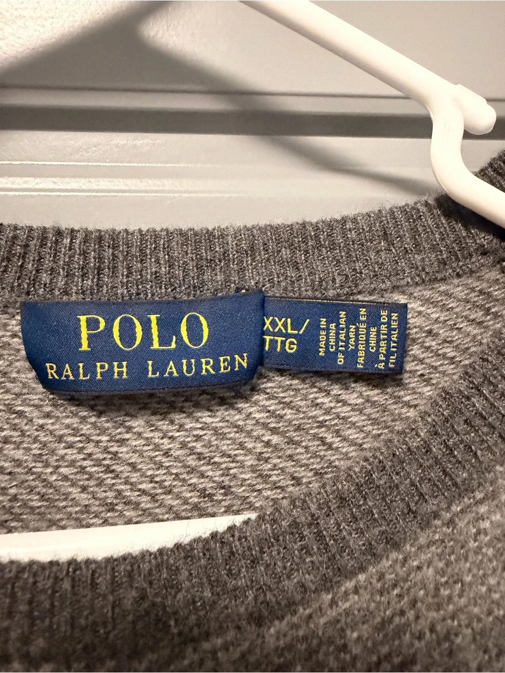 Polo Ralph Lauren Men’s Merino Wool Men's Gray Crewneck Gray Sweater XXL